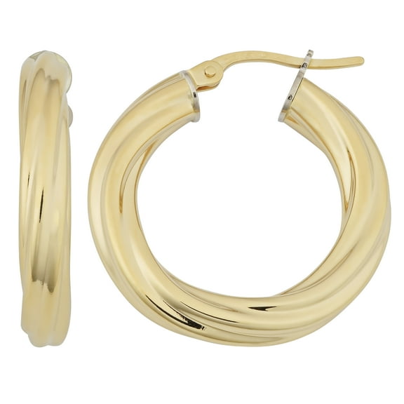 KoolJewelry 18k Yellow Gold 4x15mm Twisted Hoop Earrings