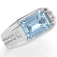 thumbnail image 2 of Men's Aquamarine Diamond Channel Ring In Solid 14k White Gold, 2 of 6
