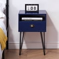 thumbnail image 4 of VECELO Nightstand with 1-Drawer and Metal Legs, Sofa End Table for Living Room Bedroom Office, Dark Blue, 4 of 8