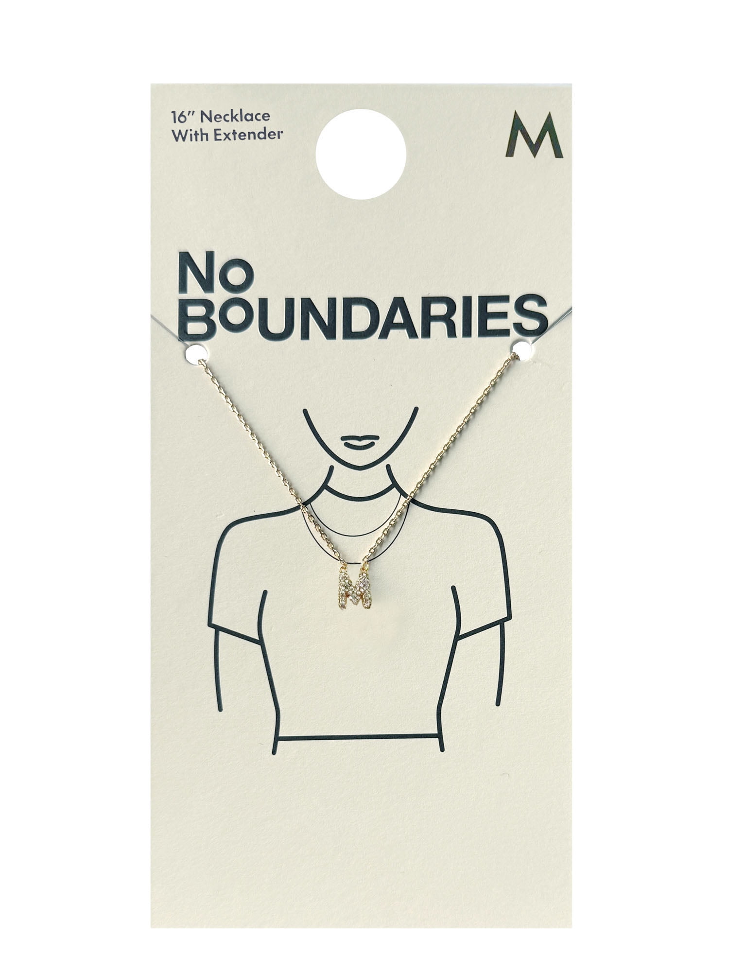 No Boundaries Women’s Initial M Pave Stones Necklace