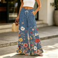 thumbnail image 2 of Sewkxo Wide Leg Pants Women 2026 Summer Floral Print Boho Palazzo Pants High Waist Lounge Trousers with Pockets,Multicolor XL, 2 of 6