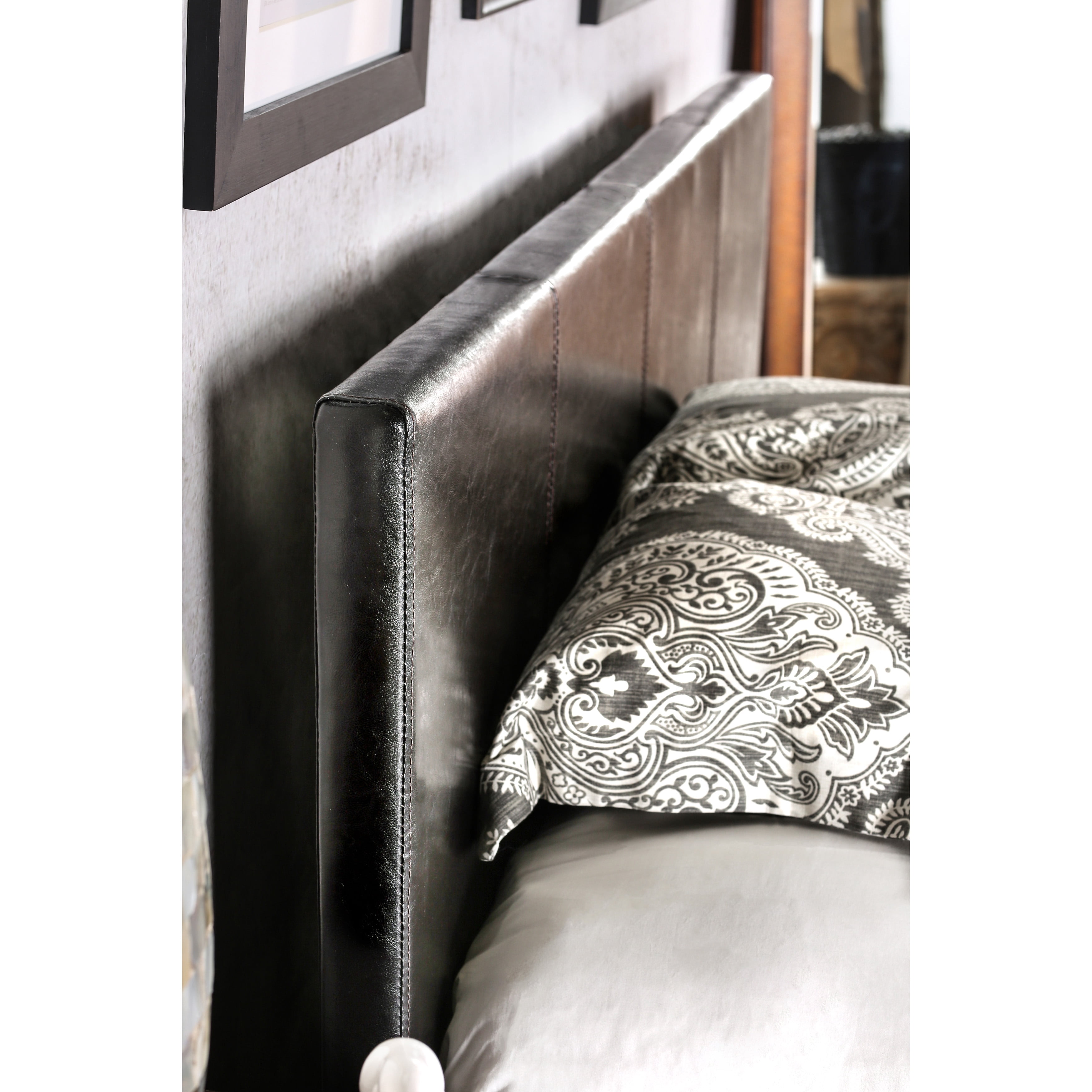 Furniture of America Mellie Faux Leather Bed, California King, Espresso