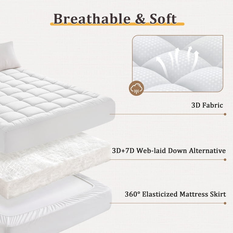Vccoem Queen Quilted Mattress Pad, Cooling Plush Topper photo 4