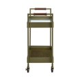 Novogratz Stella Bar Cart, Brass finish, leather