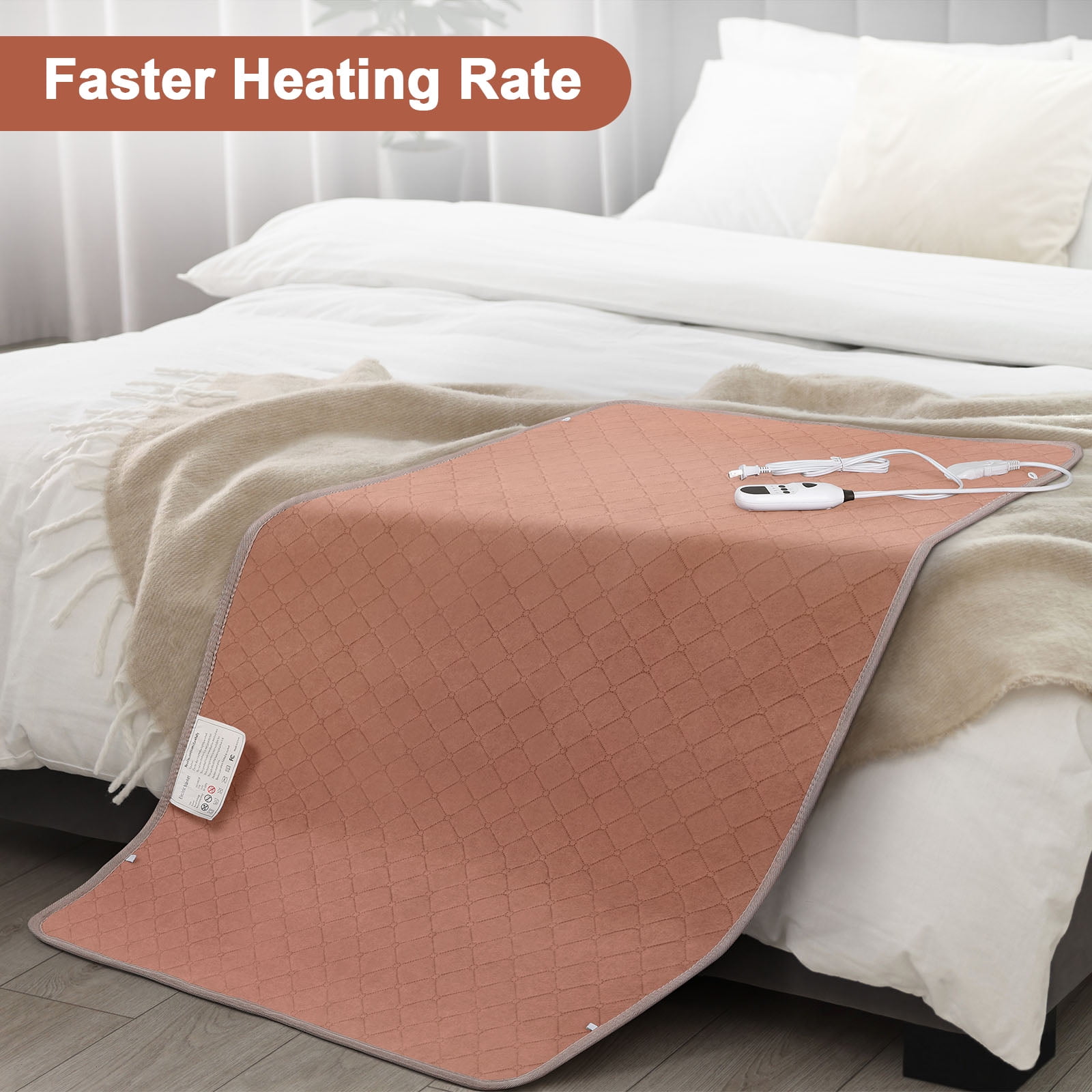 Electric Heating Blanket 63x31.5in Soft Flannel Heated Blanket with 9 Temperature Settings & 4 Timer ETL Certified Machine Washable for Bed Sofa OfficeBrown