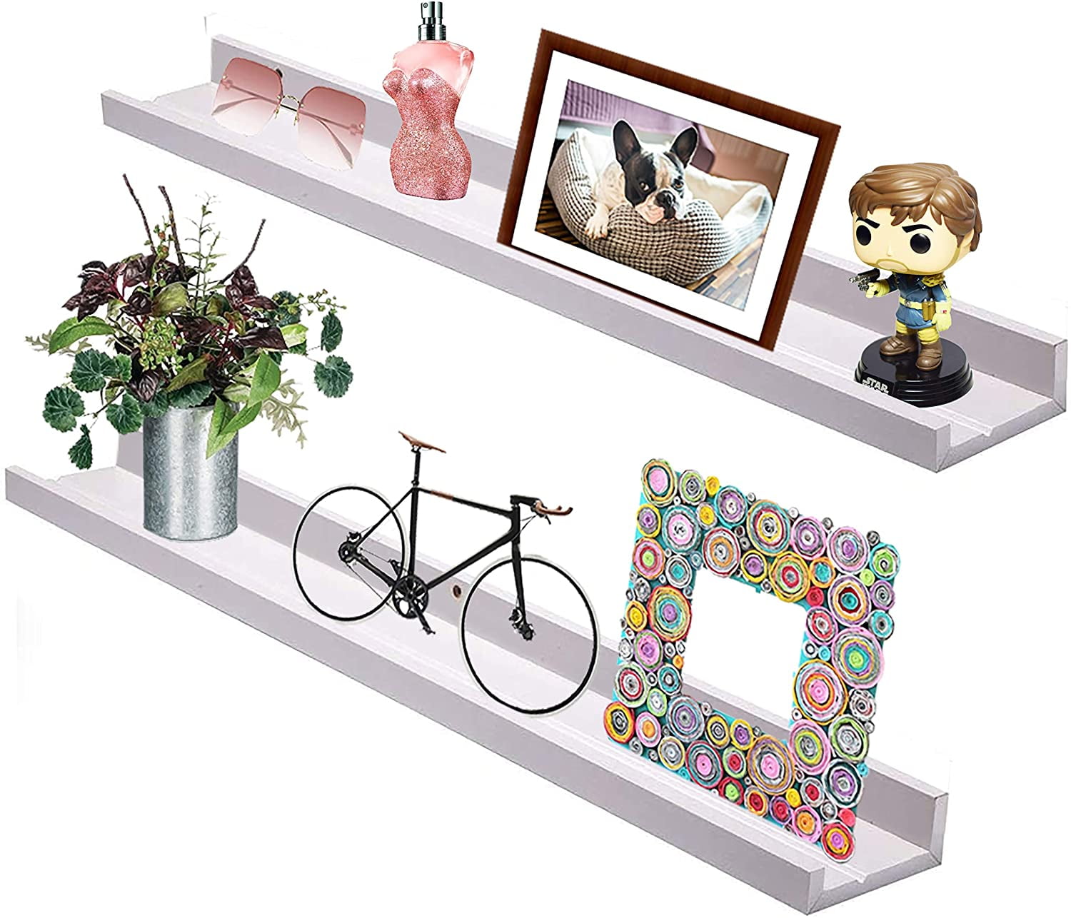 Picture Shelf with Ledge, Set of 2 Photo Ledge Shelves with groove