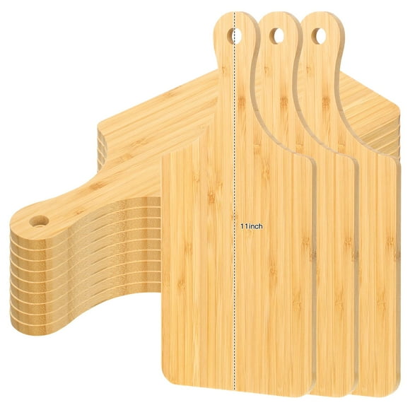 Juego de 12 tablas de cortar de bambú Zubebe con mango 28x13 cm