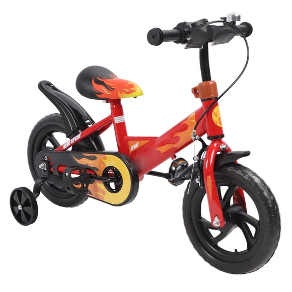 Bicicleta para niños de 12 pulgadas con ruedas de espuma y marco de acero con alto contenido de carbono, bicicleta deportiva para niños con ruedas de entrenamiento para niños pequeños, color rojo