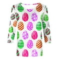 thumbnail image 4 of POTETI Womens Easter Tops,Womens Happy Easter Day Summer 3/4 Sleeve Crew Neck Graphic Tees for Women, 4 of 4