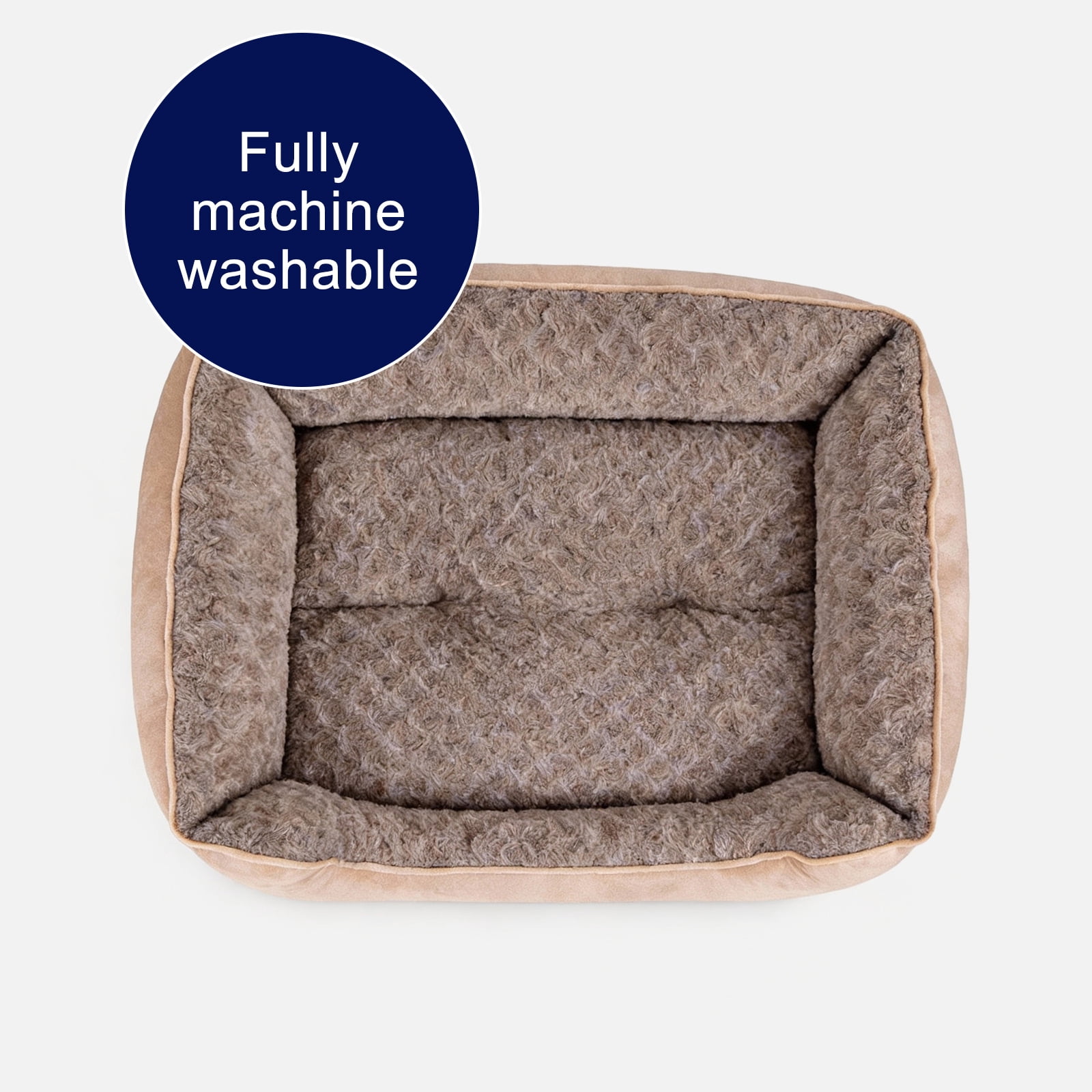 XL Dog Beds for Large Dogs, Rectangle Pet Beds with Anti Slip Bottom, Beige, 42"x30"x10"