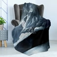 thumbnail image 4 of Landscape Soft Flannel Fleece Throw Blanket, Moon over Lake and Hills with Dark Storm Clouds Twilight Times Dawn at Night Print, Cozy Plush for Indoor and Outdoor Use, 50" x 70", Grey, by Ambesonne, 4 of 5