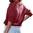 thumbnail image 3 of Long Sleeve Women Hollow Out Casual Knit Sweater, 3 of 5