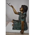 thumbnail image 3 of Nifao Girl with butterflies, green shirt Bronze Statue – Home Office Decor Sculpture, 27"L x 17"W x 24"H, 3 of 11