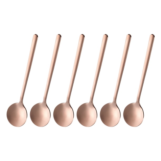 6 piezas de cucharas de espresso de 5.1 pulgadas de acero inoxidable, tono rosa dorado