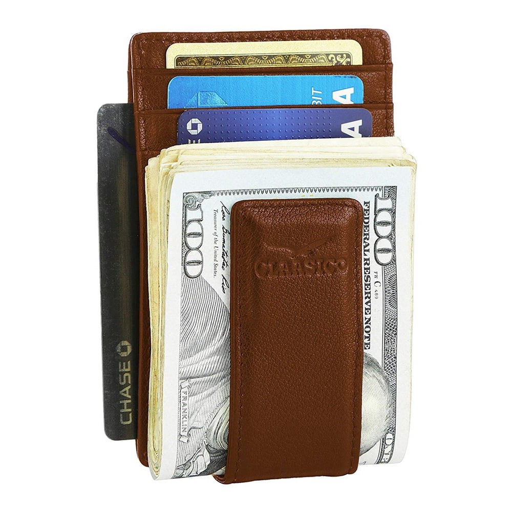 Claasico Money Clip Leather Wallet For Men Slim Front Pocket RFID
