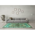 thumbnail image 3 of Ahgly Company Machine Washable Indoor Rectangle Geometric Turquoise Blue Traditional Area Rugs, 8' x 10', 3 of 4