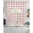 thumbnail image 2 of Pink Checkered Kitchen Curtains Sets 24 Inch Length with Valance, Farmhouse Buffalo Plaid Swag Valances and Tiers Curtain Set Drapes Swag Curtains for Living Room, Bathroom, Bedroom, Cafe, 2 of 6