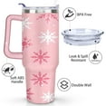 thumbnail image 3 of Pink Snowflakes 40 Oz Tumbler with Handle Lid and Straw Stainless Steel Double Walled Vacuum Insulated Cup Merry Christmas Gifts Tumbler for Women Men Friends Outdoor Indoor, 3 of 6