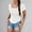 White, variant on KDFJPTH T Shirts for Women Loose Fit Short Sleeve Scoop Neck Ribbed Slim Fit Basic Tshirts Tops