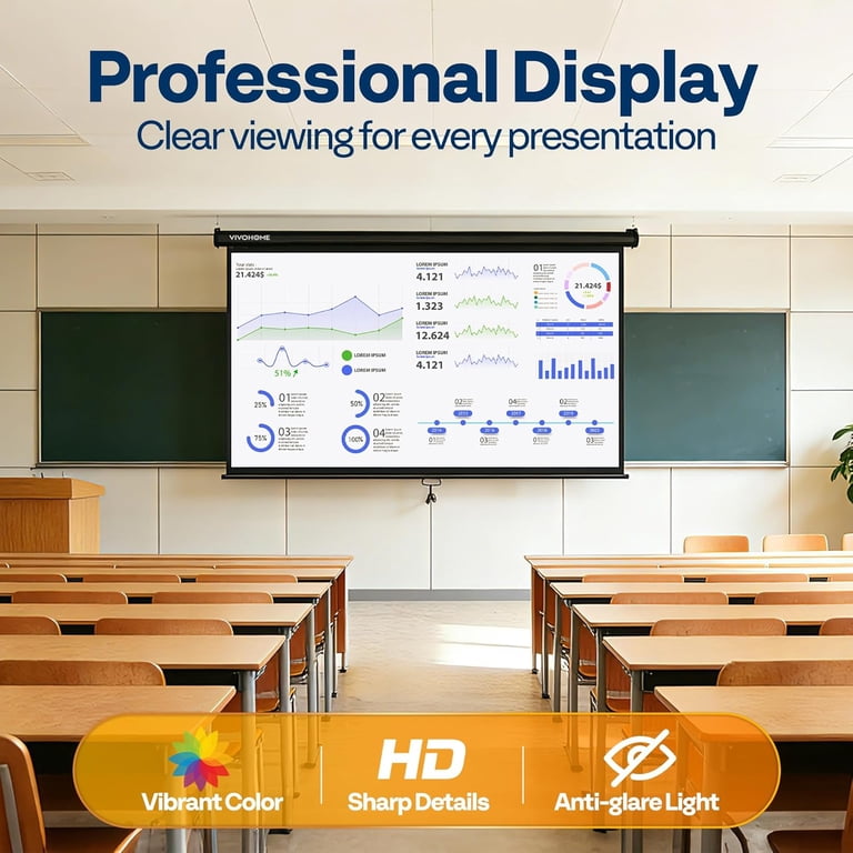 SPECSTAR 80-Inch Pull Down HD Projector Screen, 16:9 Retractable