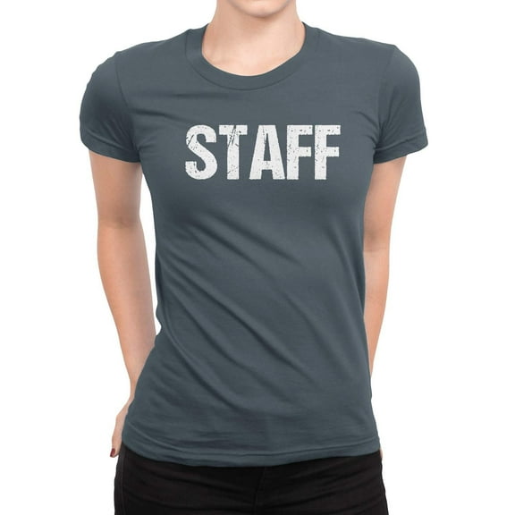 NYC Factory Ladies Charcoal Staff T-Shirt Front & Back Print Event Shirt Womens Tee XL