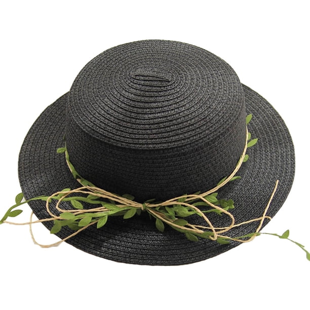 Sombrero de paja de ratán para niños con circunferencia de 52-54 cm, sombrero de verano, parasol para exteriores, sombrero de playa, protector solar, sombrero de copa plana, sombrero para