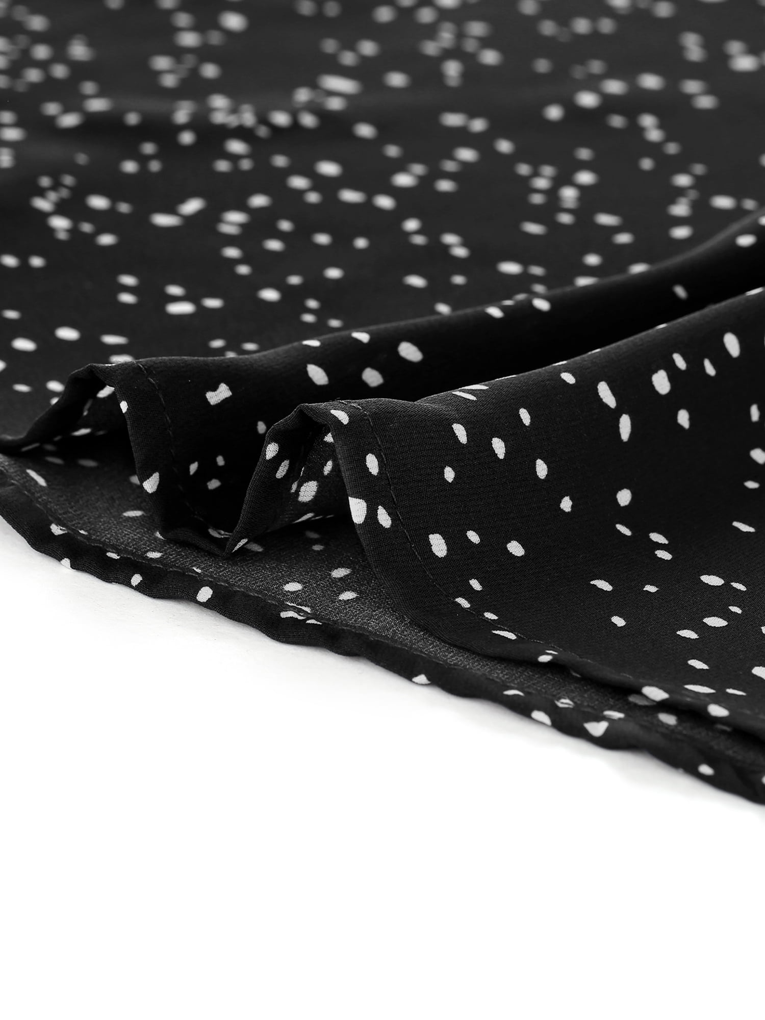 DARING DIVA Women's Polka Dots Tie Bow Chiffon Blouse XL Black-Dots