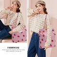 thumbnail image 4 of Ayieyill Corduroy Tote Bag for Women Girl Canvas Shoulder Cord Purse with Inner Pocket (Pink Strawberry), 4 of 6
