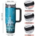 thumbnail image 2 of Cute Cartoon Mouse 30 oz Tumbler with Handle and Straw Lid Gift for Boy Girl Water Bottle Travel Cup for Car Drink Cold and Hot Stainless Steel Double Wall Insulated Coffee Mug (dream castle), 2 of 6