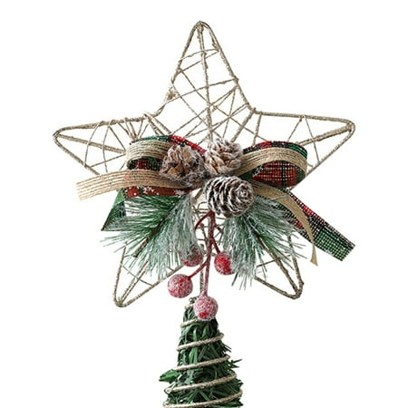 

Linen Purity Christmas Tree Top With Pine Cones Iron Star Tree Topper Christmas Decorations For Home Navidad Ornaments New Year Decor