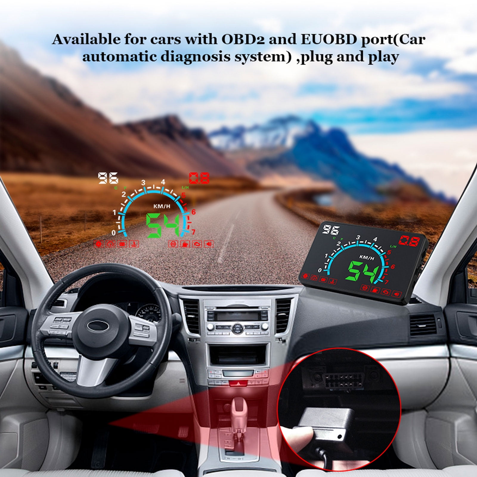 5.8'' Car HUD Head Up GPS Speedometer Display RPM Water Temp Fuel For OBDII Cars