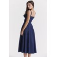 thumbnail image 5 of Eternatastic Women's Corset Dress Sleeveless Split Flowy Midi Dress French Style Spaghetti Strap Beach Vacation Dress L Navy, 5 of 7