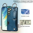 thumbnail image 2 of Allytech Wallet Case for Samsung Galaxy S22, [Card Slot] [Ring Buckle] [Adjustable Wristband with Snap Buckles] Premium PU Leather Kickstand Shockproof Case Cover for Women Men - Blue, 2 of 10