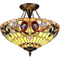 RADIANCE Goods Tiffany-Style 2 Light Victorian Semi-Flush Ceiling Fixture 16" Shade