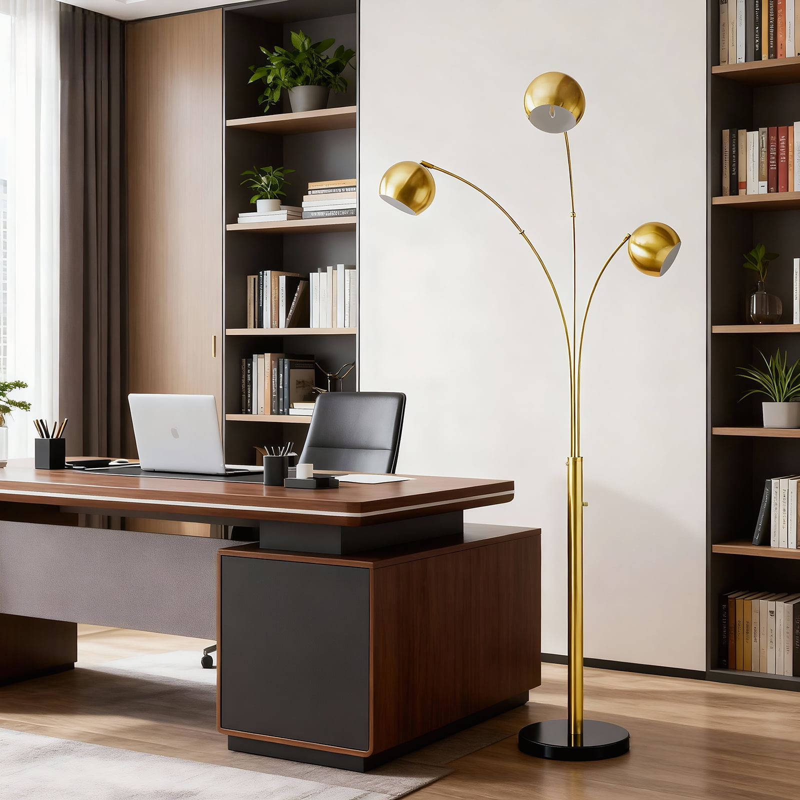 NATYSWAN Industrial Floor Lamp 85 Inch, Three Elbow Adjustable Standing Lamp with Metal Shade, Max 60W E26 Base for Living Room, Bedroom, Office - Easy Assembly（Not Included Bulb）