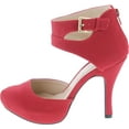 thumbnail image 2 of Qupid Trench-244 Women's round toe high heel zip closure buckle ankle straps Nubuck shoes, 2 of 7