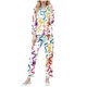 thumbnail image 2 of RKSTN Women's Carnival Pajamas Sets Oversized Lapel Mardi Gras Print Button Long Sleeve Sleepwear T Shirt and Pjs Pant 2 Piece Matching Set Casual Turndown Plus Size Pajama and Pants Loungewear Set, 2 of 9