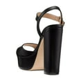 thumbnail image 3 of FSJ Women Simple Platform Chunky Block High Heel Sandals Ankle Buckle Strap Round Open Toe Comfy Thick Wedding Party Evening Dressy Shoes Size 8 Black, 3 of 4