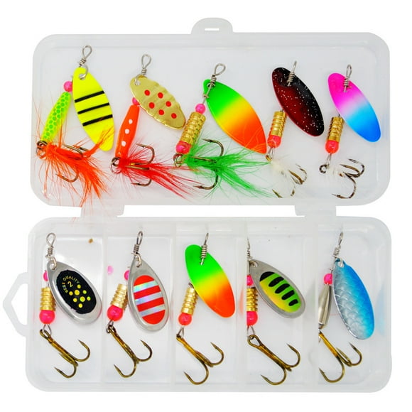 10/30-Piece Metal Spinner Bait Set with Storage Case – 3.5g Lightweight Hand-Cranked Lures, Biothetic Design for Realistic Prey Mimicry, Durable Rotating Spinners for Freshwater/Saltwater Fishing