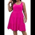 thumbnail image 3 of Vestido Holgado para Mujer, de Gran Tamaño, con Hombros Descubiertos, Elegante, Liso, Rosa Brillante, Talla XL, 3 of 7