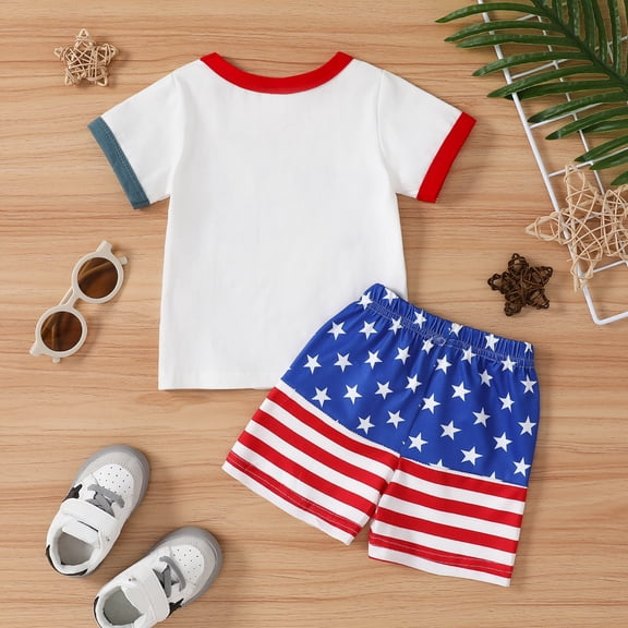 Vedolay Boys Short Set Boys Clothing Short Sleeve T-shirt and Shorts Set 2 Piece Summer Outfits,White 6-12 Months