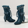 thumbnail image 5 of Victorian Mid Calf Boots for Women's Vintage Bow Ruffles Goth Boots Costume Lace Up Booties Halloween Boots, 5 of 5