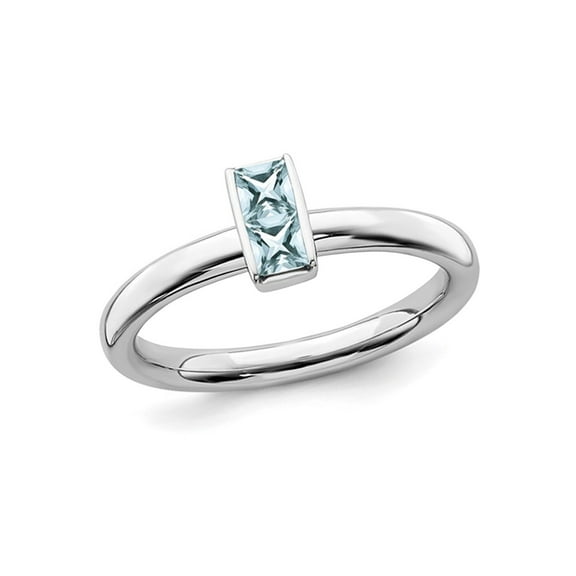 Gem & Harmony 1/2 Carat (Ctw) Princess-Cut Aquamarine Ring in Sterling Silver for Women