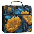 thumbnail image 2 of Water-Resistant 3-Ring Binder Organizer with Multiple Pockets Zipper Binder Bag for Office Blue Leaves and Sunflowers, 2 of 8
