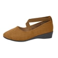 thumbnail image 3 of Willtoo Womens Crisscross Elastic Strap Wedge Flats Comfort Slip‑On Mary Jane Shoes Soft Lightweight Non‑Slip Round Toe Casual Walking Shoes, 3 of 6