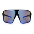 thumbnail image 6 of Xloop Mens Large Shield USA American Flag Print MTB Rectangle Sunglasses Black Blue - Blue Mirror, 6 of 8