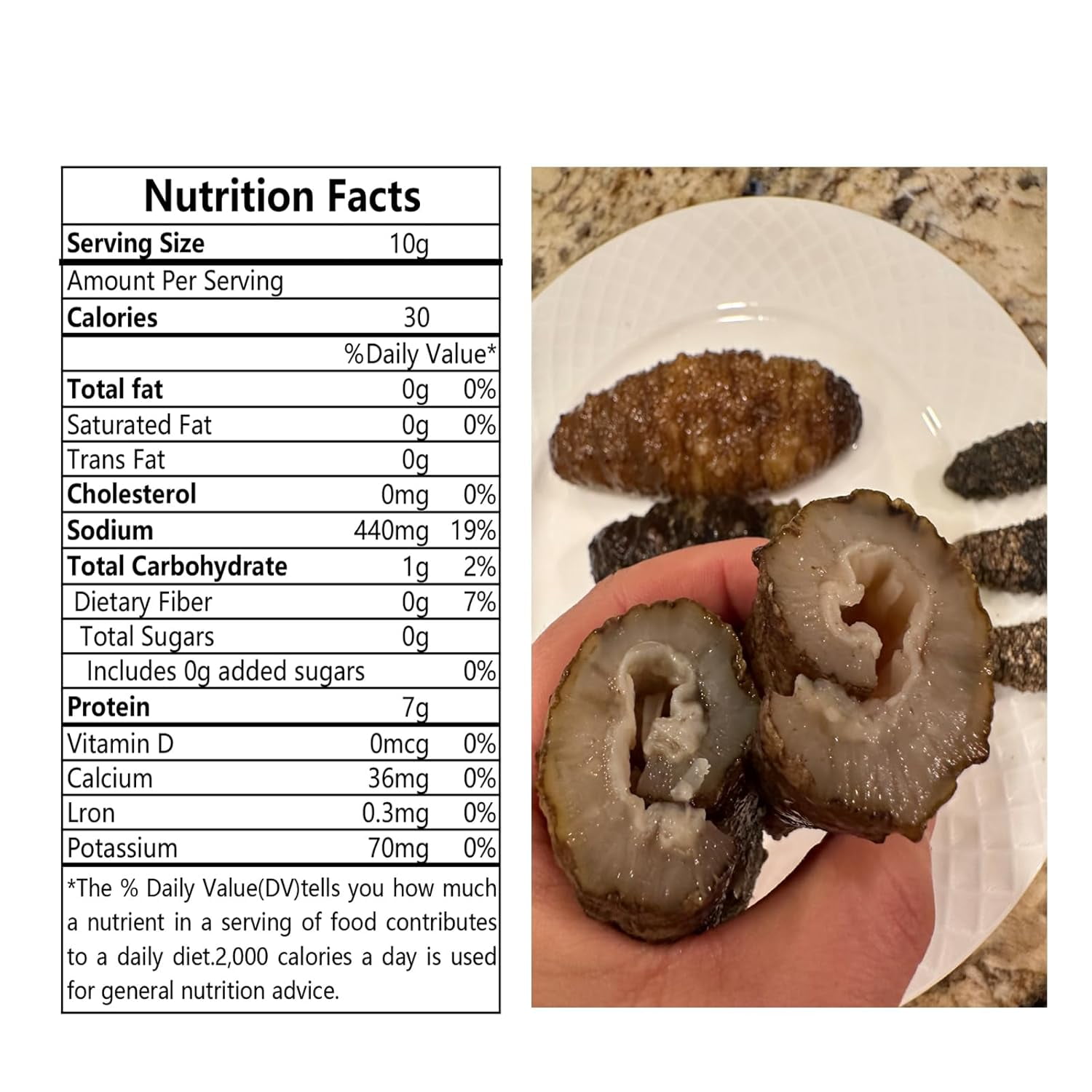 1LB South American Wild Sea Cucumber - 30-50pcs 100% Natural Sun Dried Sea Cucumber Grade AAAA Nutritious Rich In Protein, Vitamins and Minerals Medium Gift Box 1 Pound