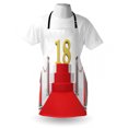 thumbnail image 3 of 18th Birthday Apron Hollywood Greeting for a 18 Year Old Star Party Red Carpet Image, Unisex Kitchen Bib Apron with Adjustable Neck for Cooking Baking Gardening, Red Silver and White, by Ambesonne, 3 of 3