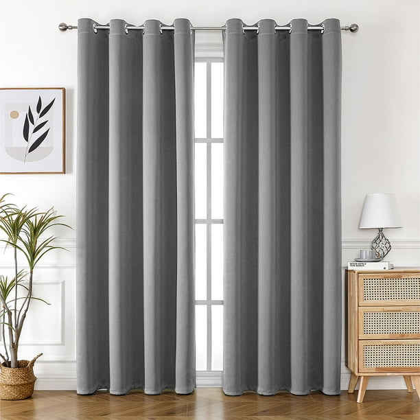Zhuge Cortinas perforadas de estilo sencillo, cortinas de sombreado adecuadas para dormitorio, sala de estar, cocina (2 paneles, 51,1" de largo x 39,3" de ancho, gris claro A110)