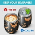 thumbnail image 4 of 12oz Stemless Wine Tumblers Black Halloween Pumpkin Faces Vacuum Insulated Stainless Steel Travel Tumbler Cups Mug with Lid and Straw for Champaign,Cocktail,Beer with Cleaning Brush, 4 of 5
